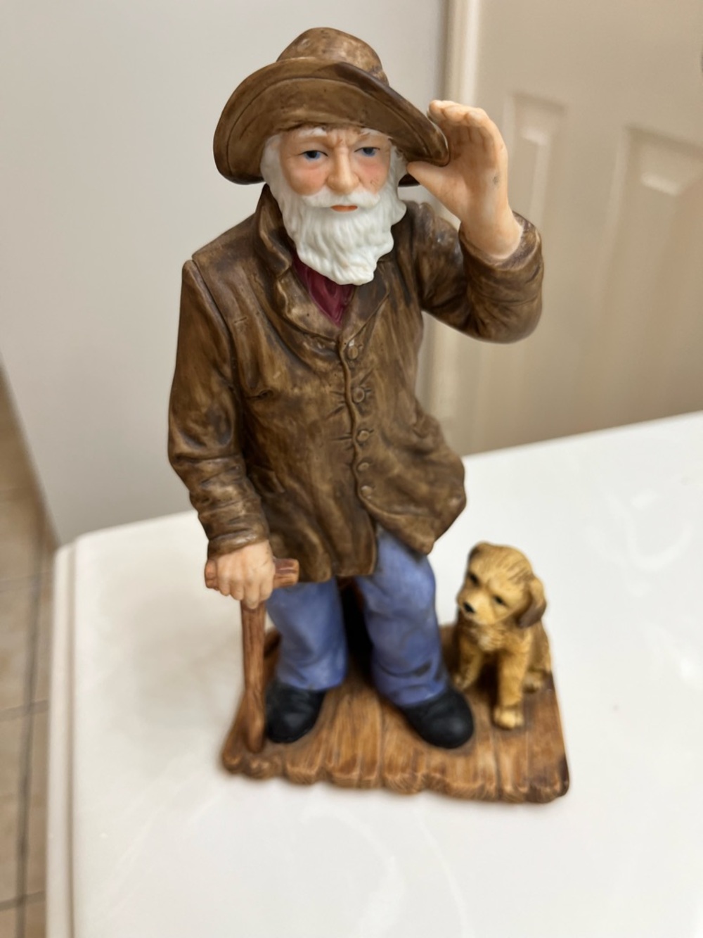Home Interiors “Old Salty” Brown-Bearded Fisherman Figurine with Blue Pants